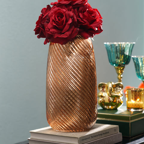 Dark Brown Swirl Textured Glass Vase - Large
