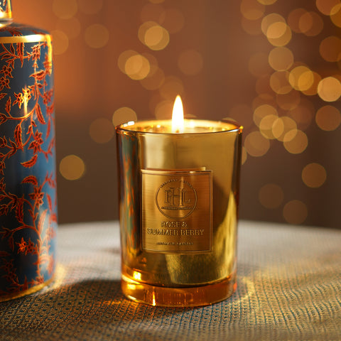 Rose and Summer Berry Scented Gold Wax Filled Jar Candle