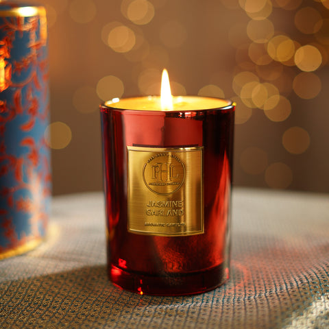 Jasmine Garland Scented Red Wax Filled Jar Candle