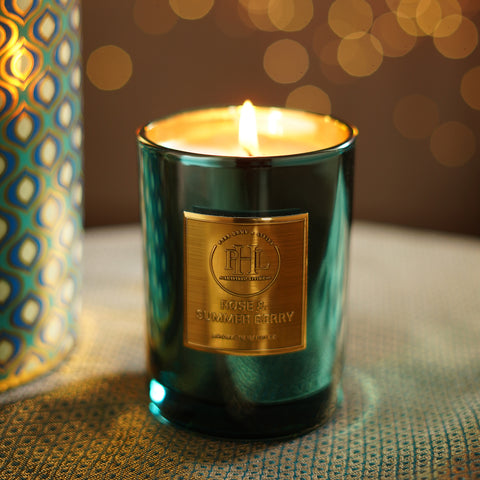 Rose and Summer Berry Scented Teal Wax Filled Jar Candle