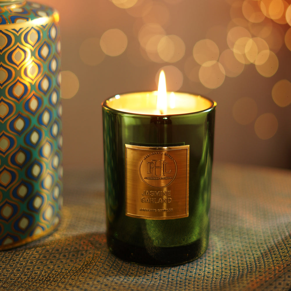 Jasmine Garland Scented Green Wax Filled Jar Candle