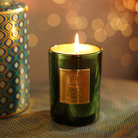 Jasmine Garland Scented Green Wax Filled Jar Candle