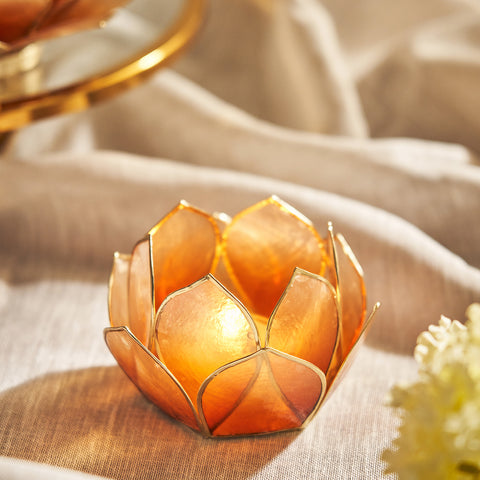 Brown and Gold Ombre 12 Shells Capiz T-Light Holder