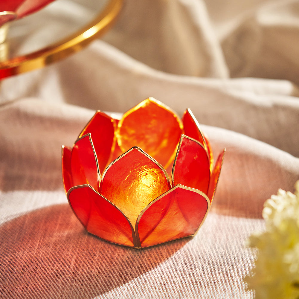Red and Gold Ombre 12 Shells Capiz T-Light Holder