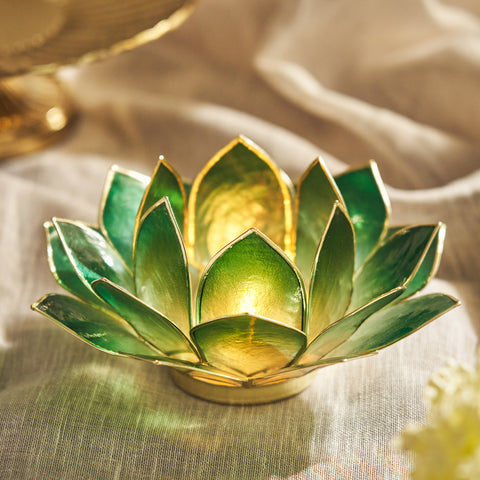 Green and Gold Ombre 22 Shells Capiz T-Light Holder