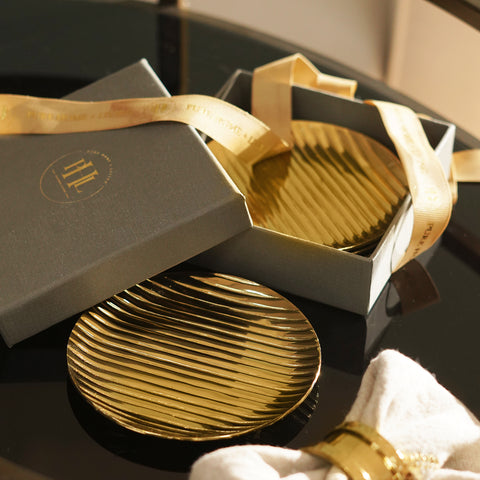 Set of 4 Gold Ribbed Coasters