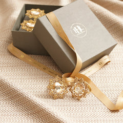 Set of 4 Gold Bejeweled Napkin Rings