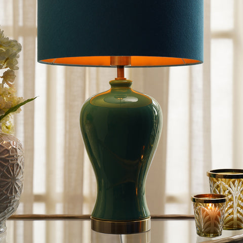 Green Glaze Ceramic Lamp Stand (without shade)