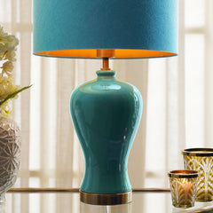 Teal Glaze Ceramic Lamp Stand (without shade)