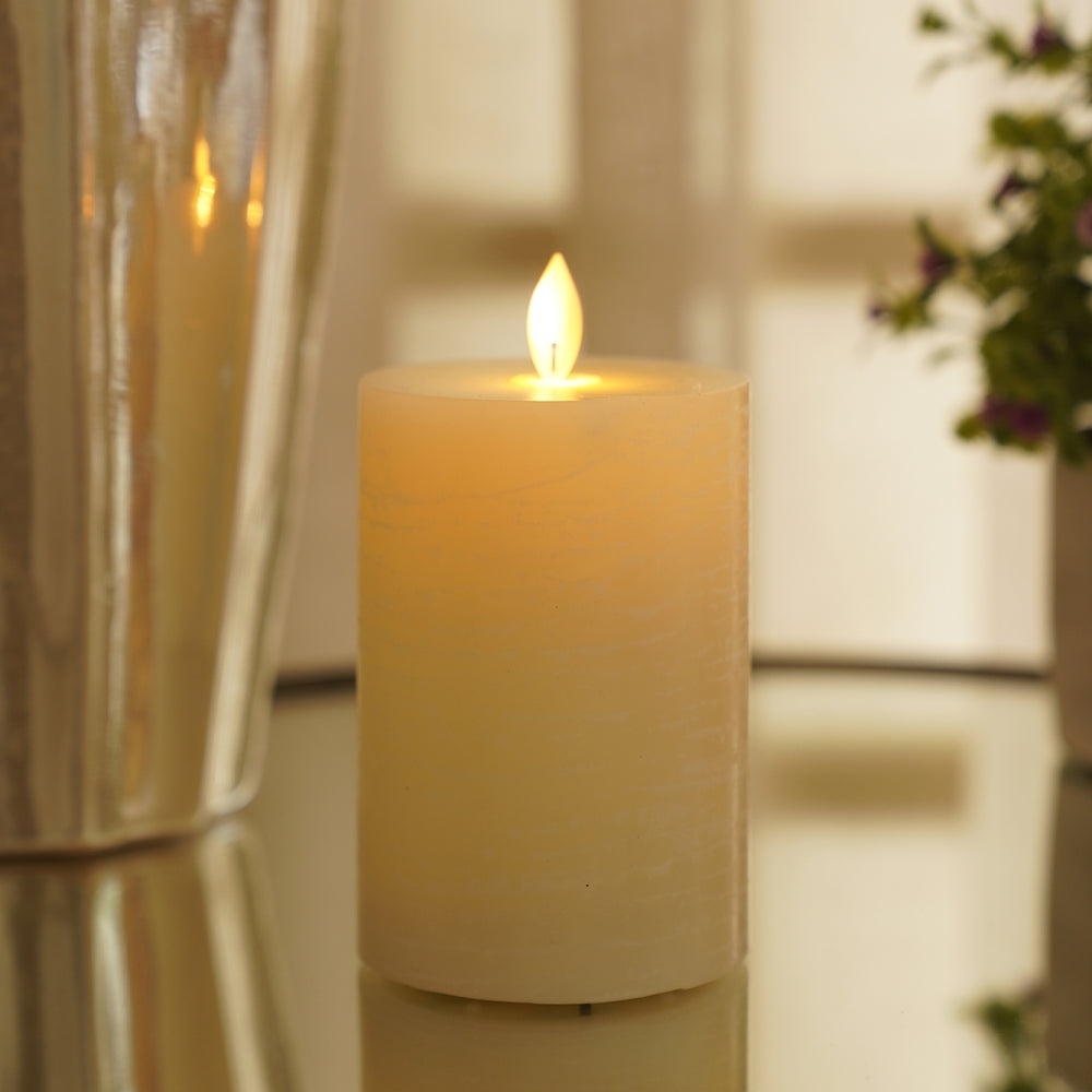 White LED Flickering Flame Rustic Candle