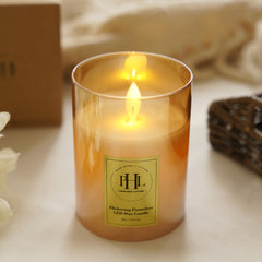 Brown LED Flickering Flame Glass Candle - Small