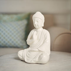 White Ceramic Sitting Buddha Figurine
