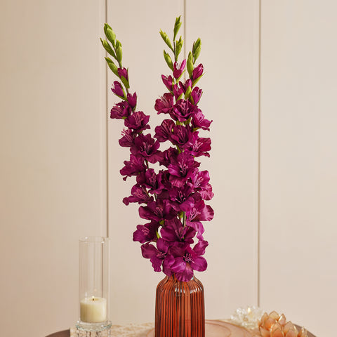Purple Gladiolus Faux Flower Stem - Single