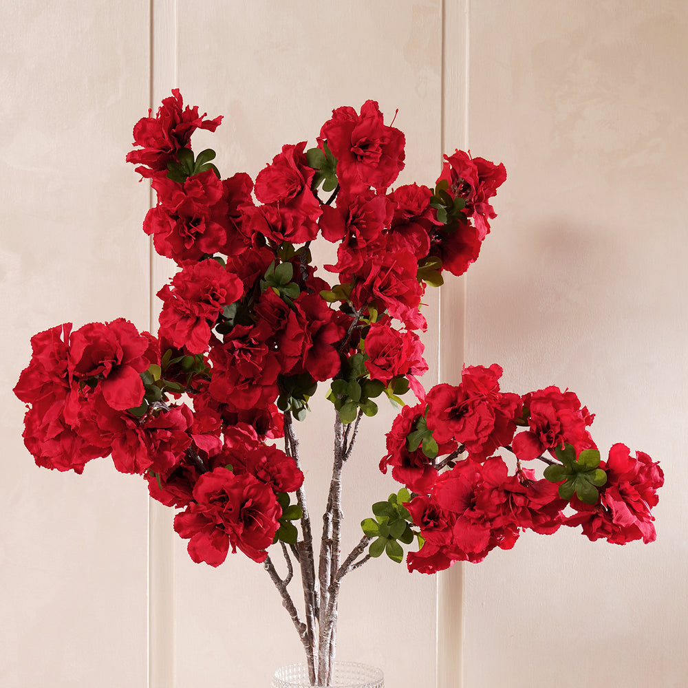 Red Azalea Faux Flower Stem - Single