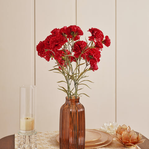 Red Carnation Faux Flower Stem - Single