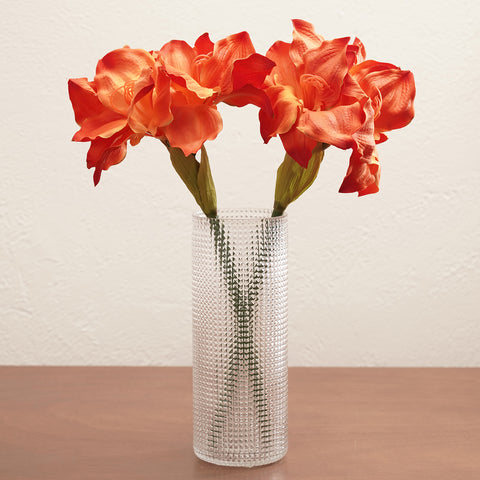 Orange Amaryllis Faux Flower Stem - Single