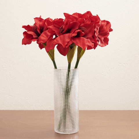 Red Amaryllis Faux Flower Stem - Single