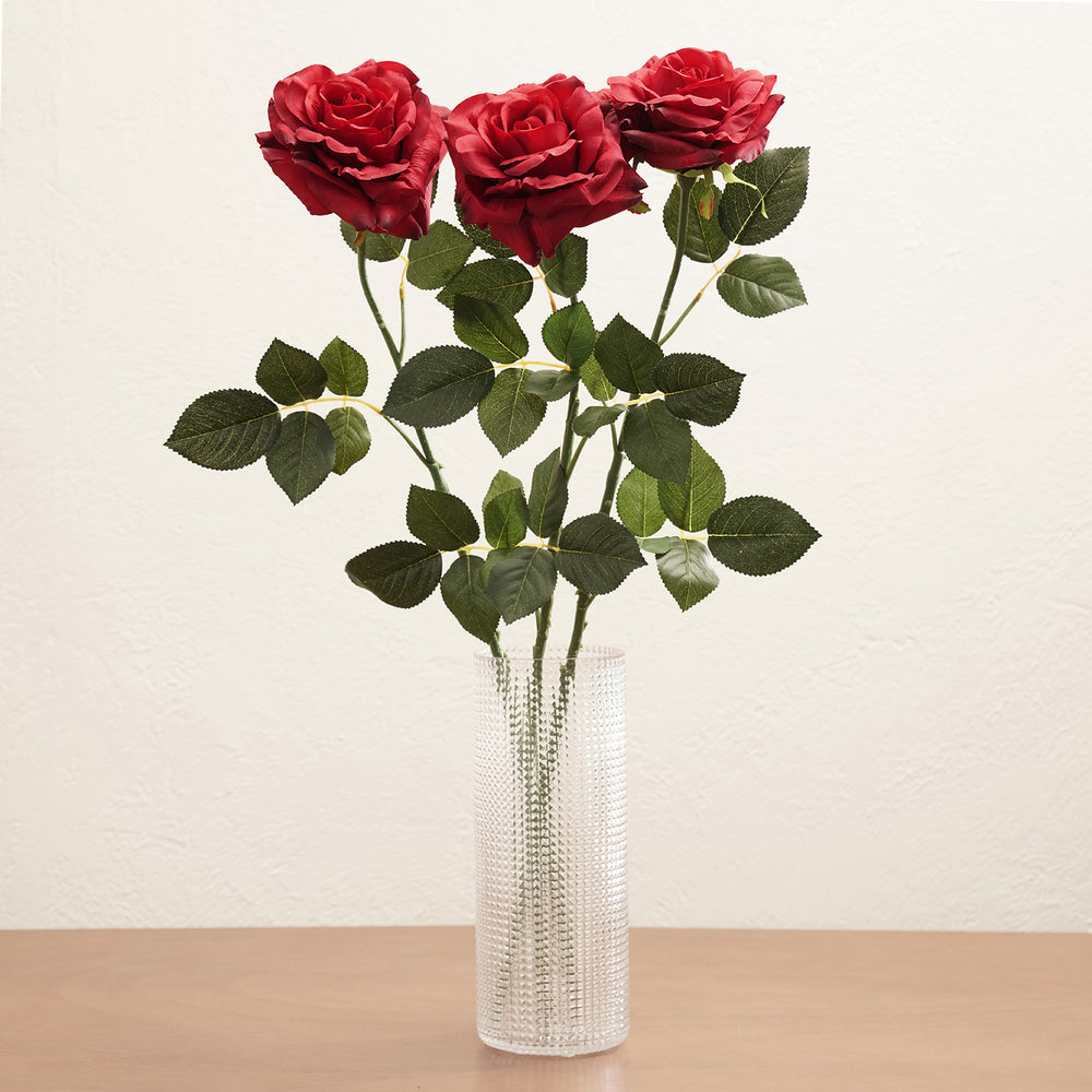Red Rose Faux Flower Stem - Single