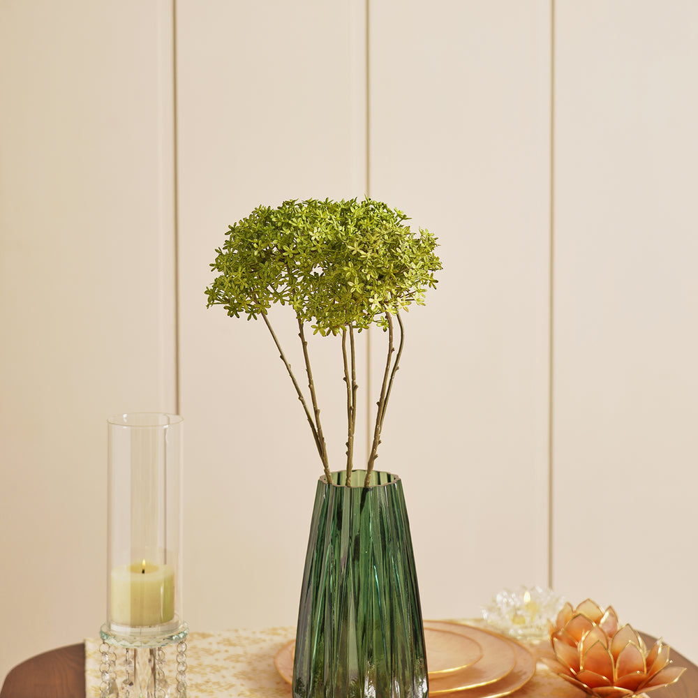 Green Ixora Faux Flower Stem - Single
