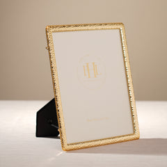 Gold Plated Hammered Metal Photo Frame - Large