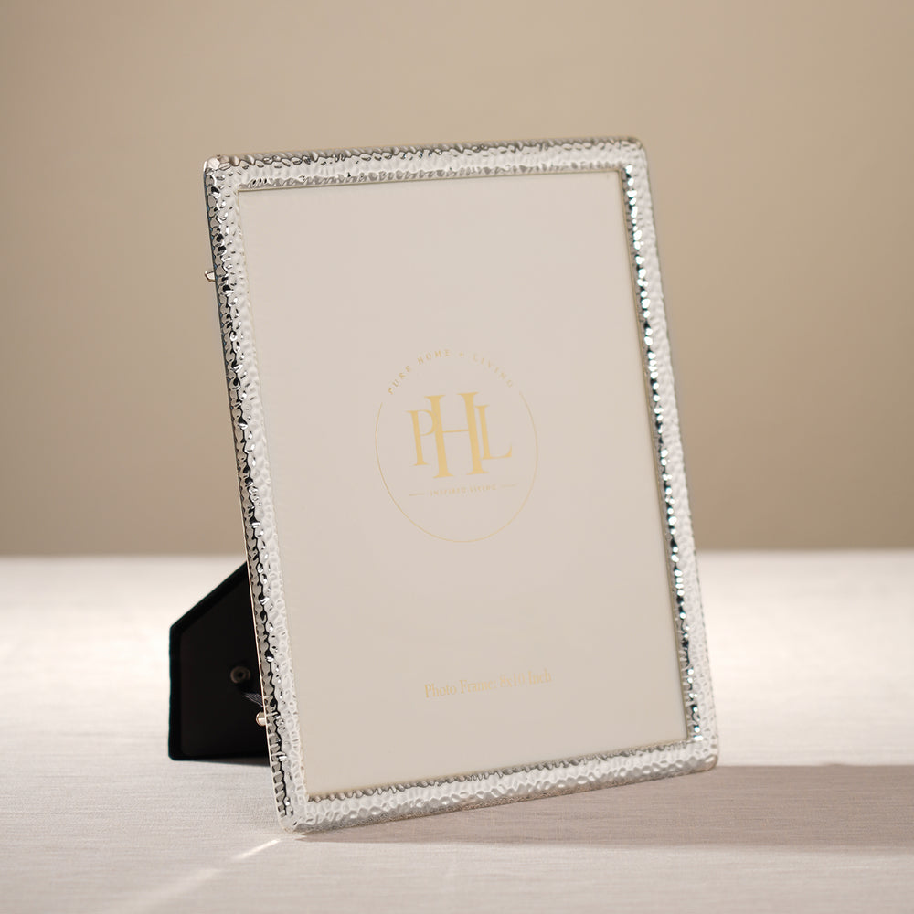 Silver Plated Hammered Metal Photo Frame - Large