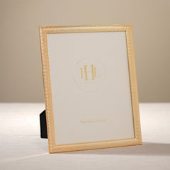 Gold Plated Ribbed Pattern Metal Photo Frame - Large