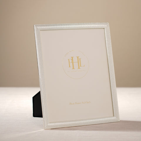 Silver Plated Ribbed Pattern Metal Photo Frame - Large