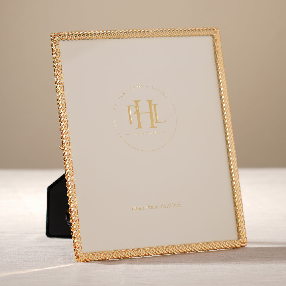 Gold Plated Diagonal Twisted Metal Photo Frame - Large
