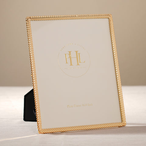 Gold Plated Diagonal Twisted Metal Photo Frame - Large