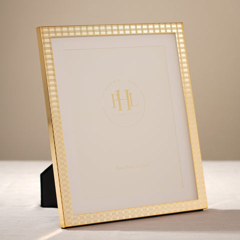 Gold Plated Geometric Pattern Metal Photo Frame-Large