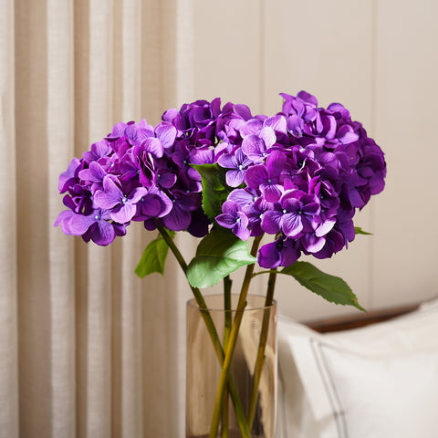 Purple Hydrangea Faux Flower Stem - Single