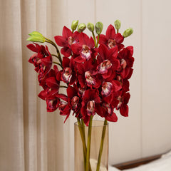 Red Boat Orchid Faux Flower Stem - Single