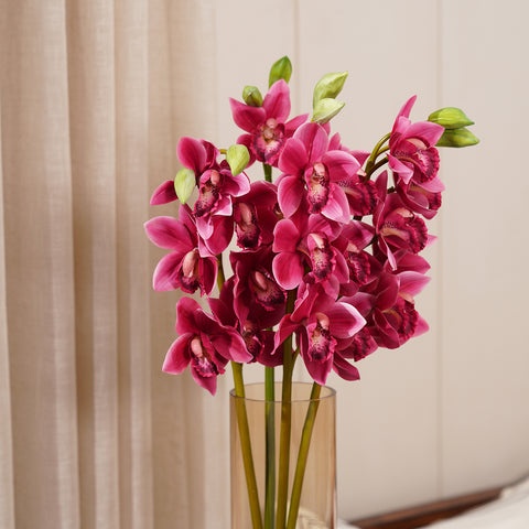 Pink Boat Orchid Faux Flower Stem - Single