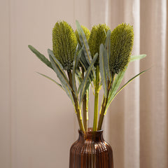 Green Protea Faux Flower Stem - Single