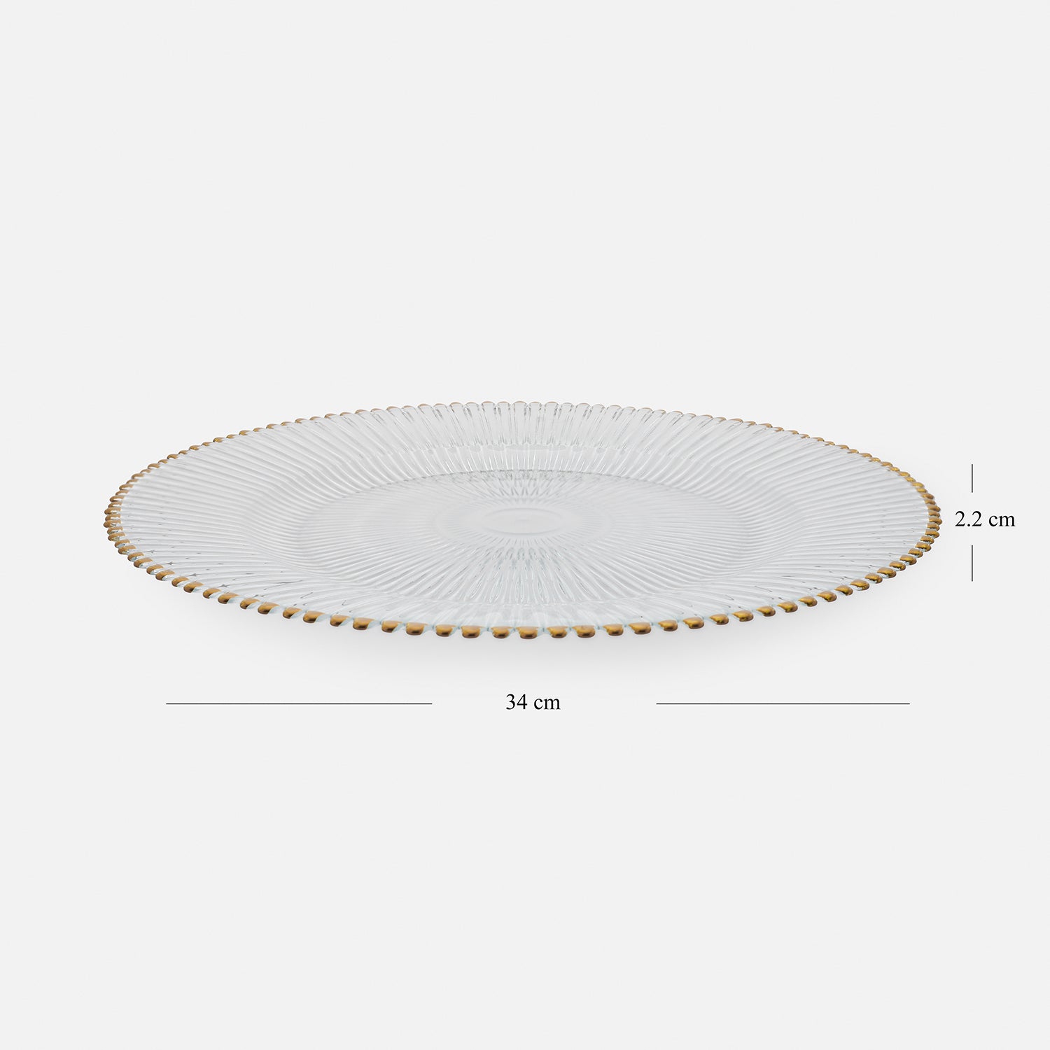 Shop Set of 2 Clear and Gold Ribbed Charger Plates with Rim - at Best ...