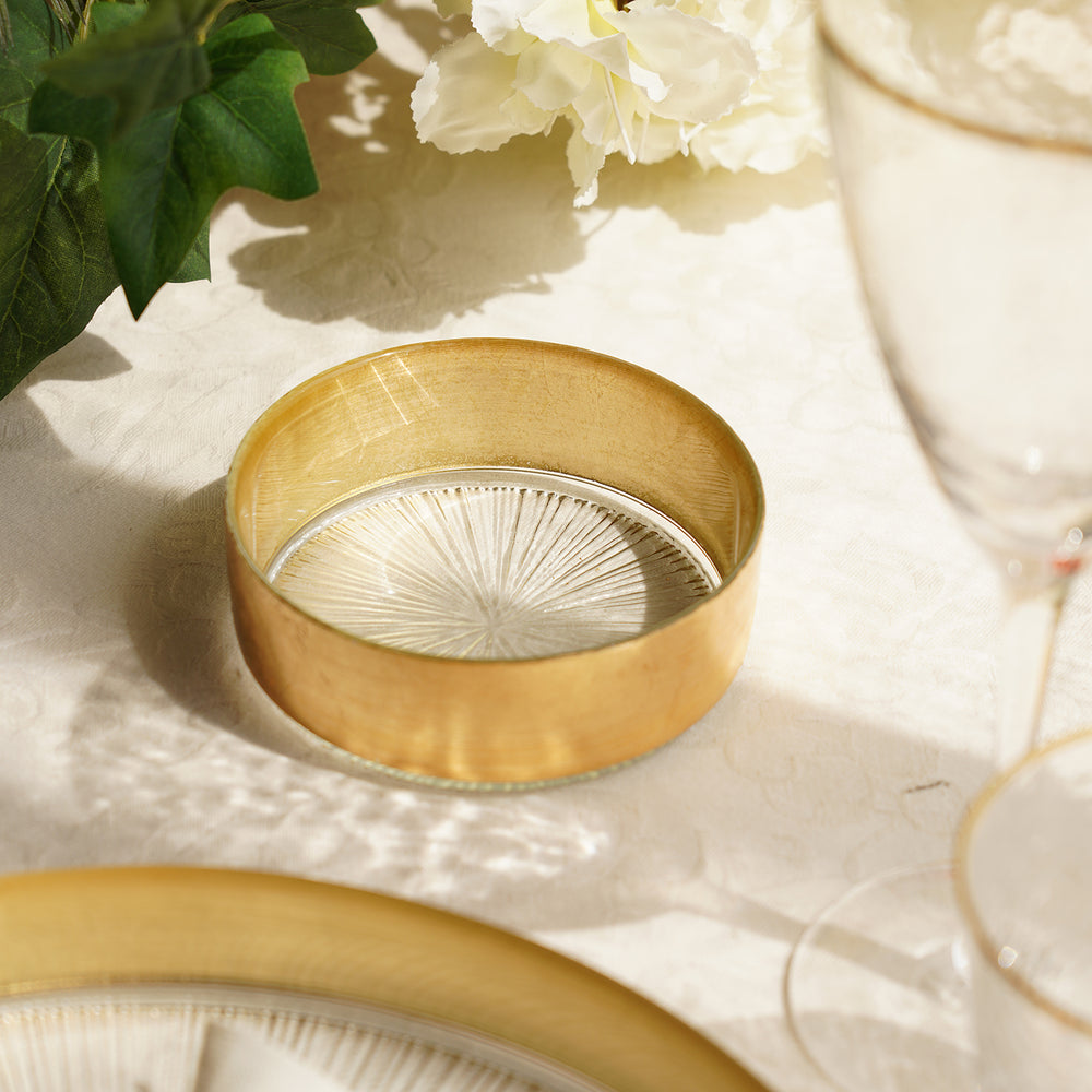 Set of 2 Clear and Gold Side Bowl with Gold Foil Rim