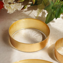 Set of 2 Clear and Gold Serving Bowls with Gold Foil Rim