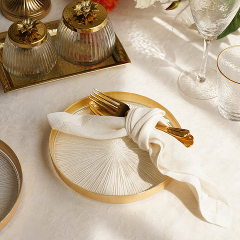 Set of 2 Clear and Gold Dessert Plates with Goil Foil Rim