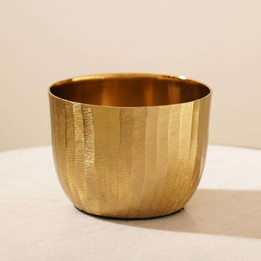 Gold Metal Textured Round Bowl - Small
