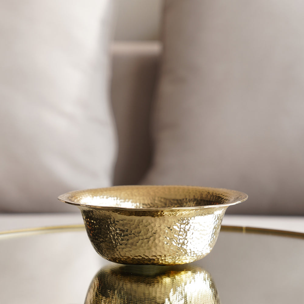 Gold Hammered Decorative Metal Bowl - Small