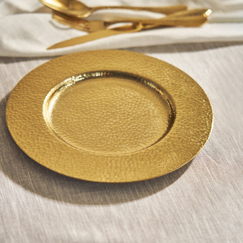 Gold Hammered Decorative Metal Plate - Small