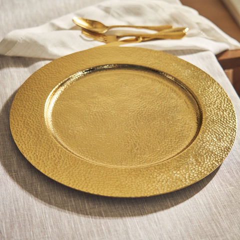 Gold Hammered Decorative Metal Plate - Large