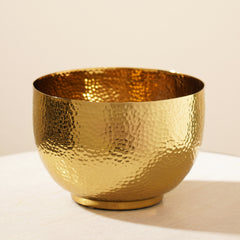 Gold Hammered Decorative Metal Bowl - Large