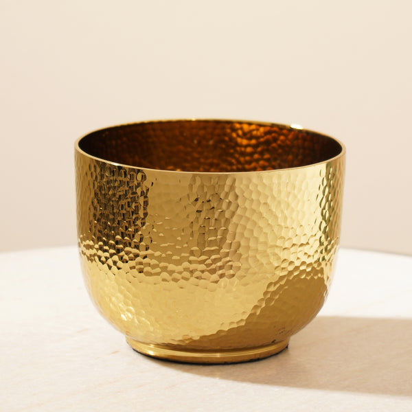Gold Hammered Decorative Metal Bowl - Small