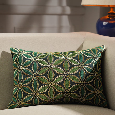 Green Embroidered Cushion Cover