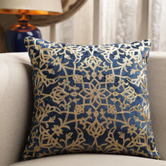 Blue Embroidered Motif Cushion Cover