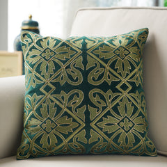Green Embroidered Cushion Cover