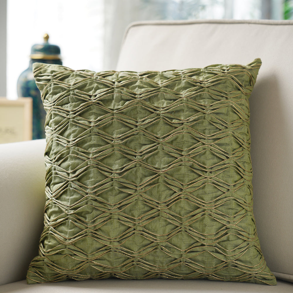 Green Textured Cushion Cover