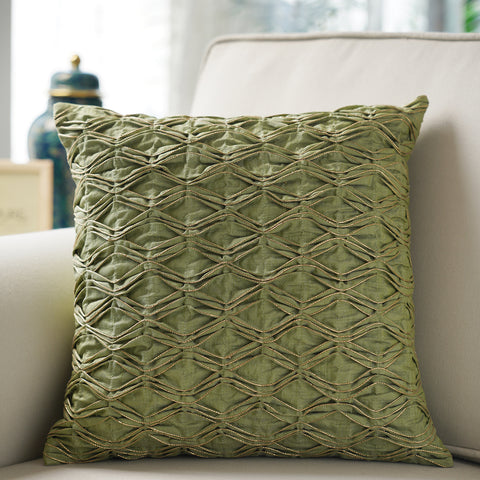 Green Textured Cushion Cover