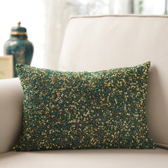 Green Sequinned Cushion Cover